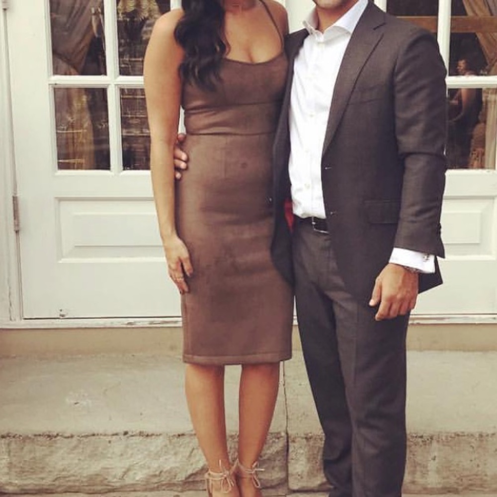 BCBG Brown Suede Midi Dress